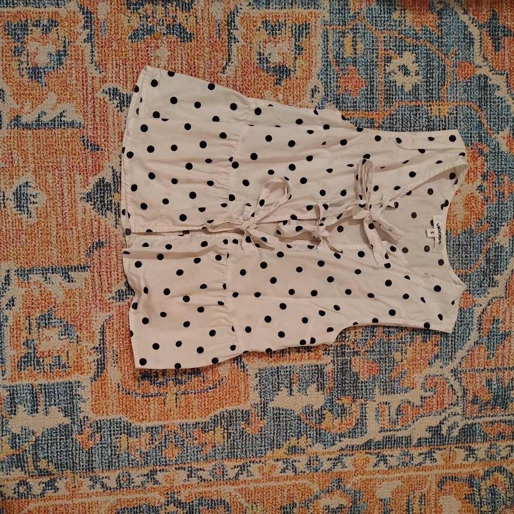 Polka Dot Sleeveless Blouse - Black and White